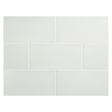 Vermeere 3" x 6" ceramic subway tile in Light ocean breeze with a gloss finish.