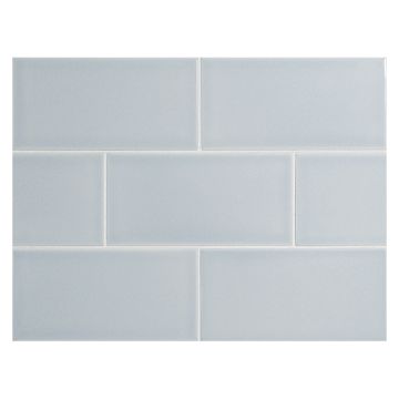 Vermeere 3" x 6" ceramic subway tile in Ice Blue with a gloss finish.