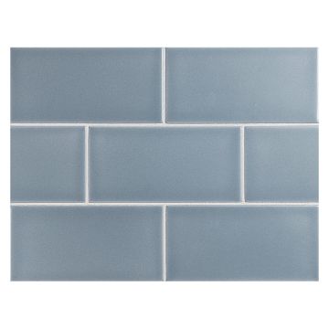 Vermeere 3" x 6" ceramic subway tile in Light Nautical Blue with a matte finish.