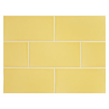 Vermeere 3" x 6" ceramic subway tile in Yellow with a gloss finish.