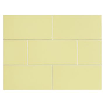 Vermeere 3" x 6" ceramic subway tile in Yellow with a matte finish.