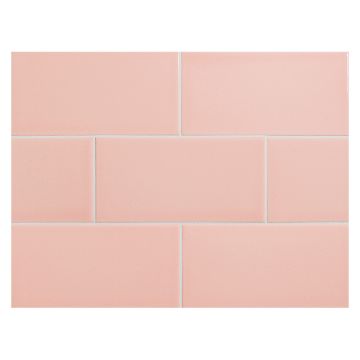 Vermeere 3" x 6" ceramic subway tile in Pale Pink with a gloss finish.