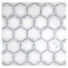 1-1/2" Concentric Hexagon | Carrara - East White - Mugwort - Polished | Unique Mosaic Tile - Marble