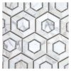 Allude - Concentric Hexagon | Calacatta Polished - Lavora Blue Honed | Unique Mosaic Tile - Marble