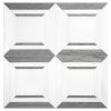6" x 6" Squarington | Thassos - White Whisp Dolomiti - Azulo Grey - Polished | Visual Dimensions Marble Mosaic
