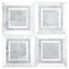 6" x 6" Squarington | Thassos - Carrara Claro Light - Carrara Scuro Select - Polished | Visual Dimensions Marble Mosaic