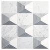 3" x 4" Bartondale | Thassos - Carrara Claro - Carrara Scuro - Bardiglio - Polished | Visual Dimensions Marble Mosaic