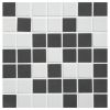3/4" Square Mosaic | Dove White & Black Blend - Unglazed | Unglazed Porcelain Mosaics
