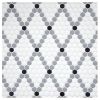 Lantern Lattice Mosaic | White, Light Gray & Black - Matte | Eco Design Glass