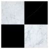 6" x 6" Checkered Square Solid | Carrara Claro Light - Nero Marquina | Art of Deco Marble Tile