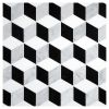 2-3/4" Optic Cube | Thassos - Carrara - Nero Marquina - Polished | Unique Mosaic Tile - Marble