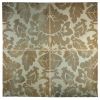 6" x 6" Damask Pattern Screen Printed Field Tile | Walnut & Cobalt Wash - Gloss | Tiepolo Tileworks Ceramic