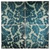 6" x 6" Damask Pattern Screen Printed Field Tile | Blue & Cobalt - Gloss | Tiepolo Tileworks Ceramic