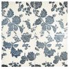 6" x 6" Chrysanthemum Pattern A Screen Printed Field Tile | Blue & Alabaster - Gloss | Tiepolo Tileworks Ceramic