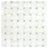 1" x 2" Basketweave w/ 3/8" Dot | White Whisp Dolomiti Honed - Linear Gold Dot Polished | Marble Mosaic