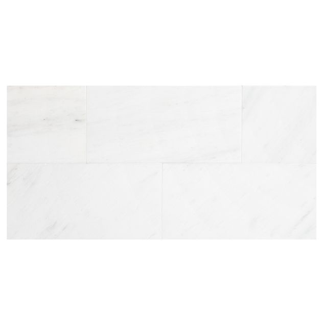 6" x 12" field tile in polished White Blossom marble.