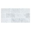 2" x 4" Brick mosaic in polished Carrara marble.