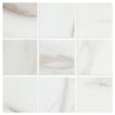 2" Square porcelain mosaic tile in natural finished Calacatta Oro color.
