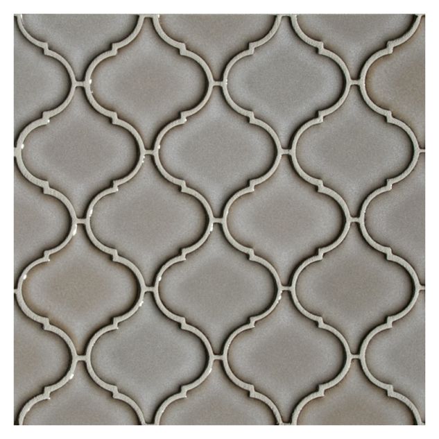 Malovi dimensional porcelain mosaic in Genevive color with a gloss finish.