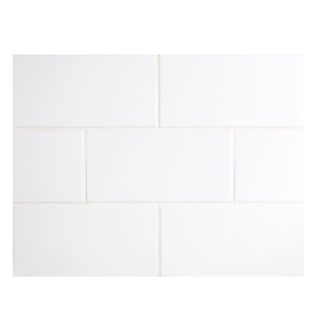 3" x 6" ceramic subway tile in White with a gloss finish.