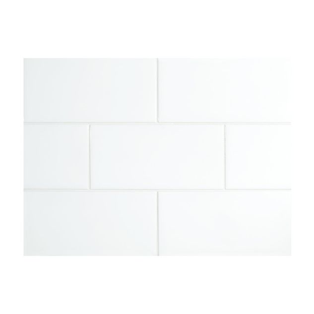 3" x 6" ceramic subway tile in Snow color with a gloss finish.