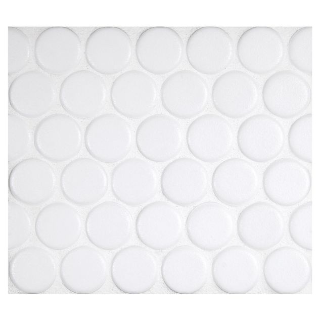 1" porcelain penny round mosaic tile in matte finished Art White color.