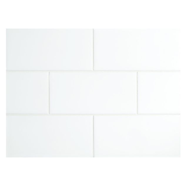 4" x 8" ceramic field tile in Snow color with a gloss finish.