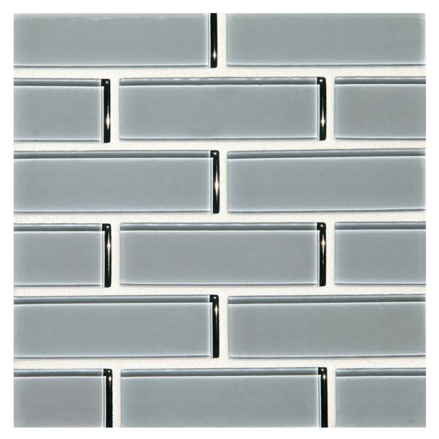 1" x 3" Brick glass mosaic in Ganders Gray color with a Gloss finish.