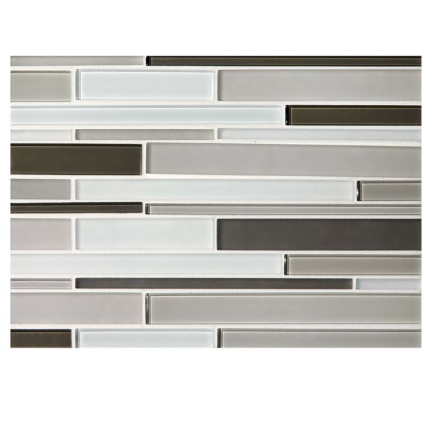 Stagger glass mosaic in glossy and matte Moonlight Sage Blend color.
