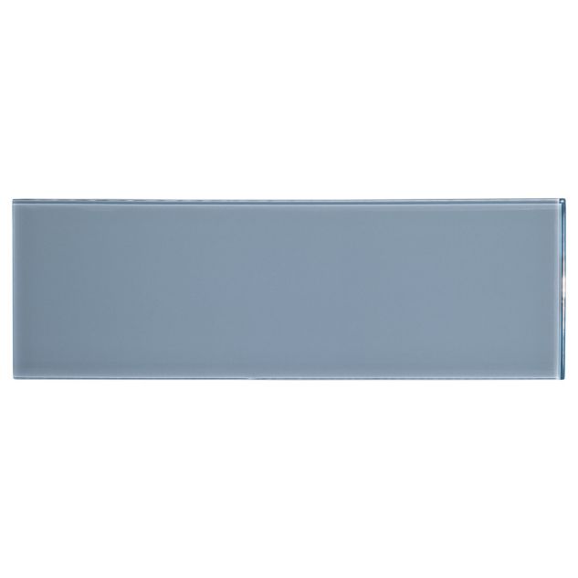 4" x 12" glass field tile in Murdoch Blue color with a gloss finish.