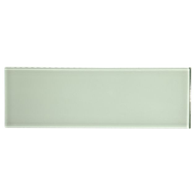 4" x 12" glass field tile in Reservoir Green color with a gloss finish.