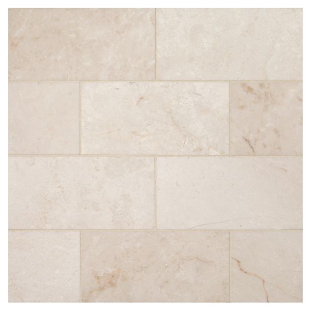 3" x 6" subway tile in polished Bourges Beige marble.