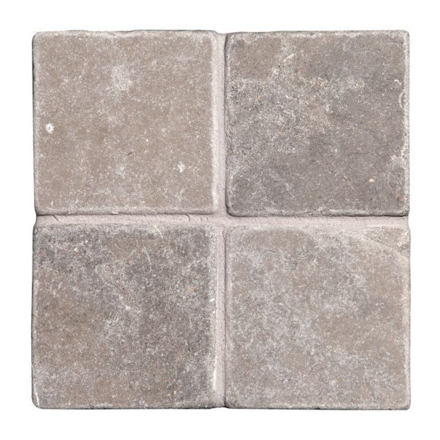 4" Square tile in tumbled Astaire Blue limestone.