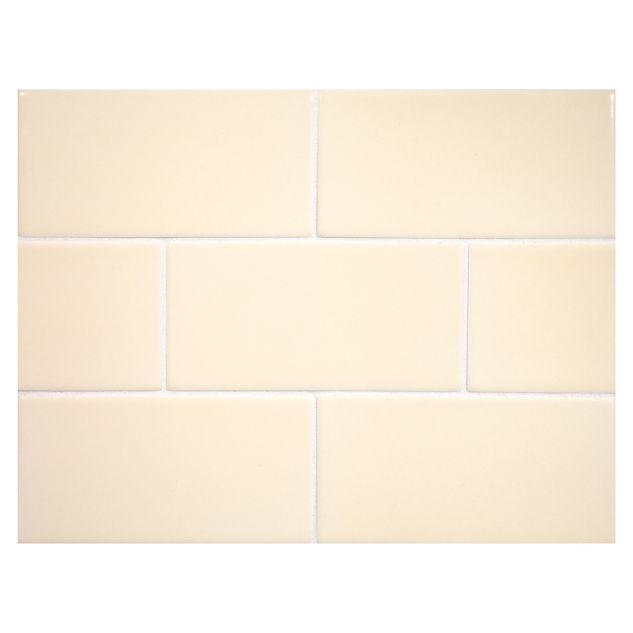 Vermeere 3" x 6" ceramic subway tile in Light Yellow with a gloss finish.