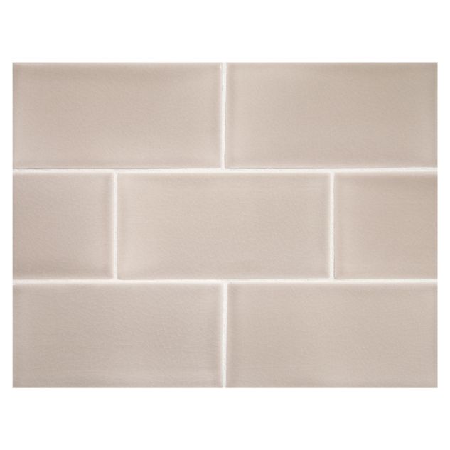 Vermeere 3" x 6" ceramic subway tile in Pumice with a crackle finish.