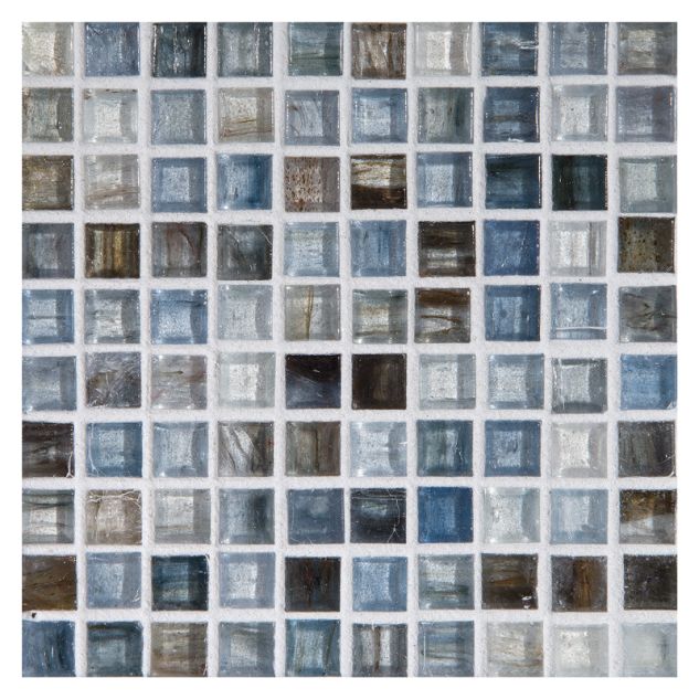 1/2" Mini Square glass mosaic in Oxy color with a natural finish.