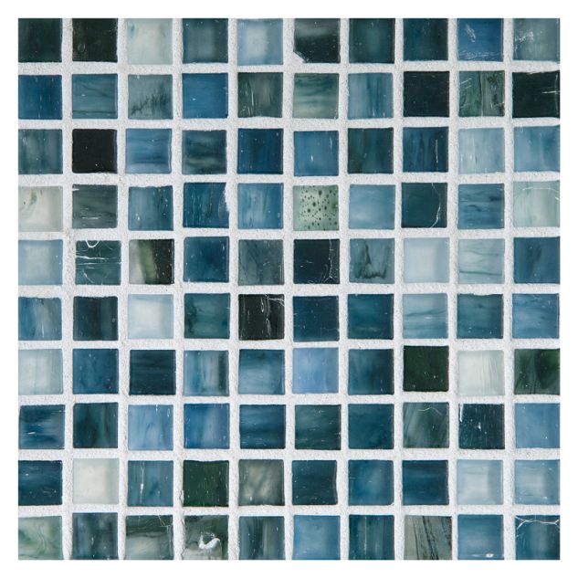 1/2" Mini Square glass mosaic in Iobine color with a silk finish.