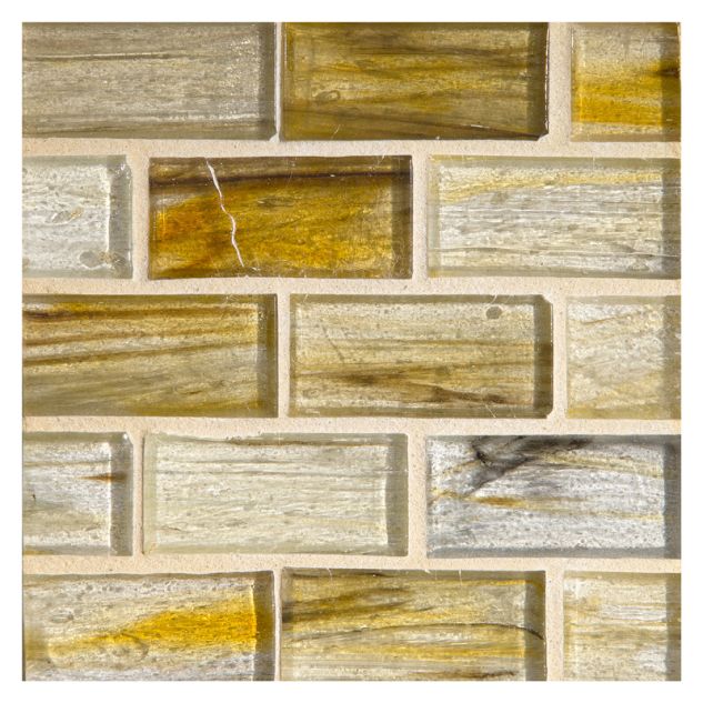 1" x 2" Brick glass mosaic in Ton color with a natural finish.