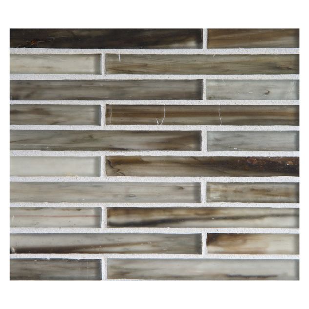1/2" x 4" Brick glass mosaic in Vadion color with a silk finish.