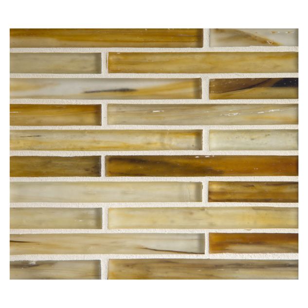1/2" x 4" Brick glass mosaic in Yettreon color with a silk finish.