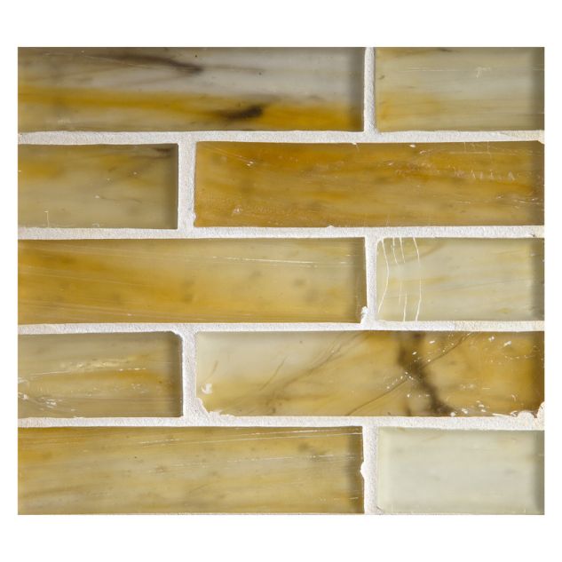 1" x 4" Brick glass mosaic in Yettreon color with a silk finish.