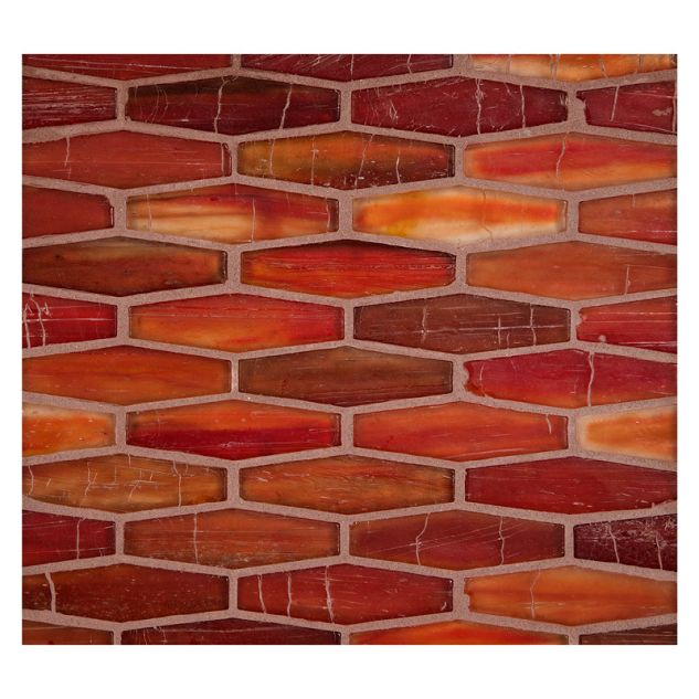 5/8" x 2" Cocktail glass mosaic in Red color with a silk finish.