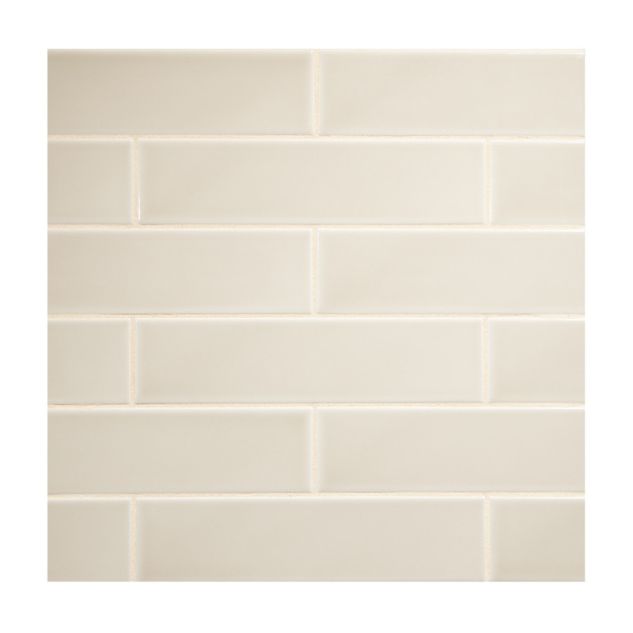 2" x 8" ceramic subway tile in Silver Land color with a gloss finish.