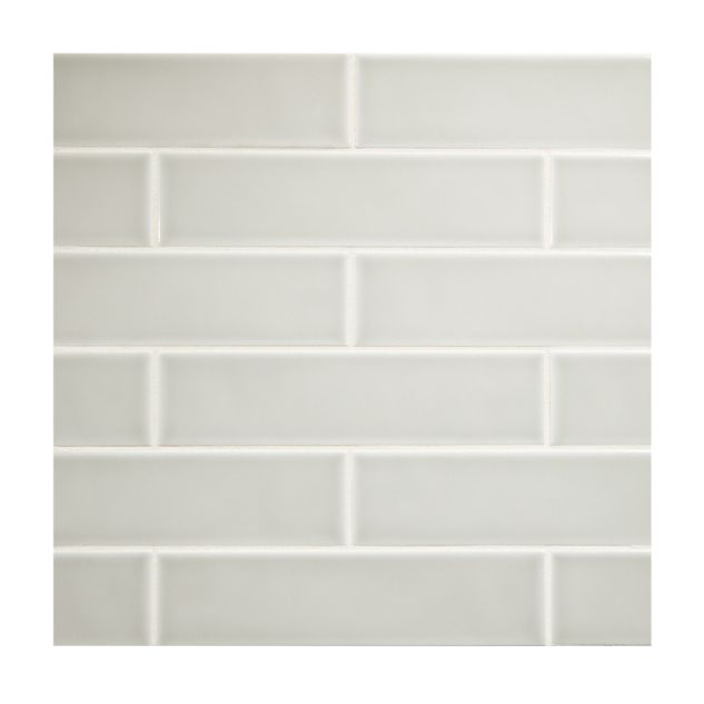 2" x 8" ceramic subway tile in Grey Rock color with a gloss finish.