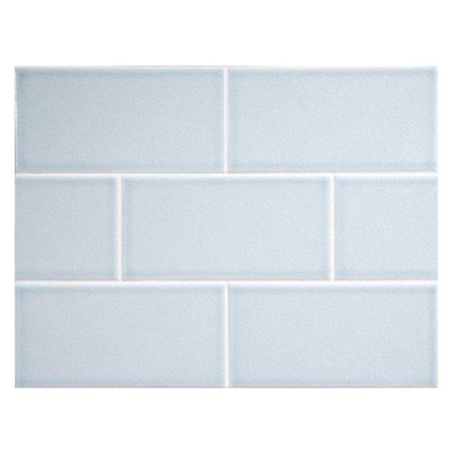 3" x 6" ceramic subway tile in Blue color with a crackle finish.