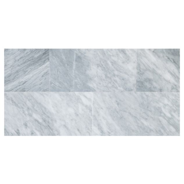 6" x 12" field tile in polished Bardiglio Nublado Light marble.