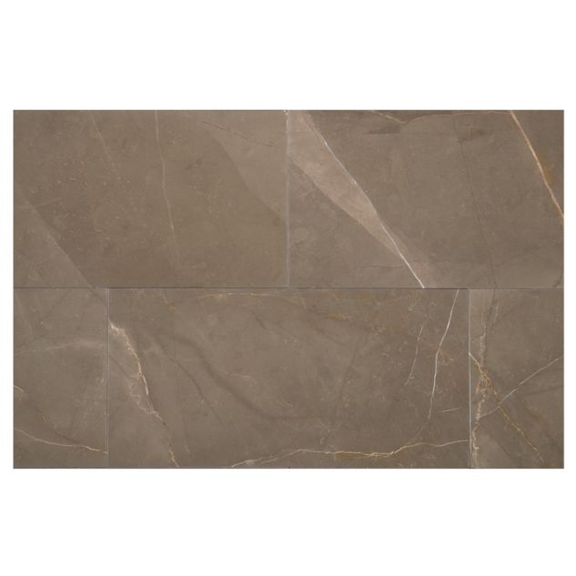 8" x 16" field tile in honed Brown Velvet marble.