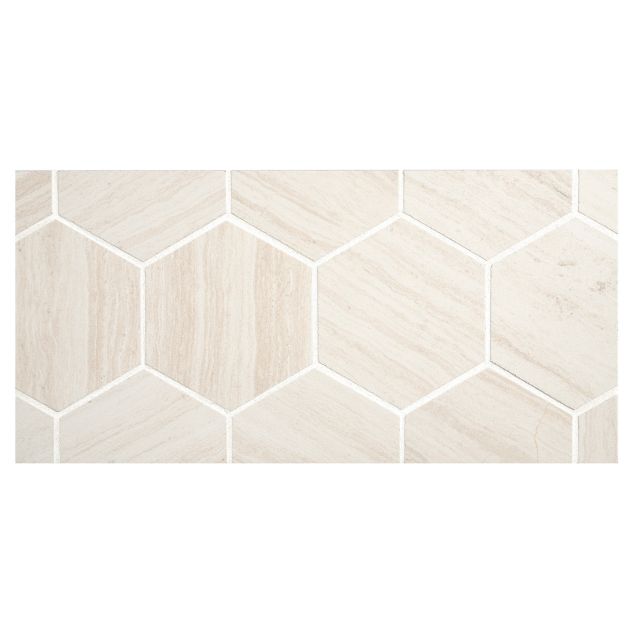 3-1/4" Hexagon porcelain mosaic tile in Playa color with a matte finish.