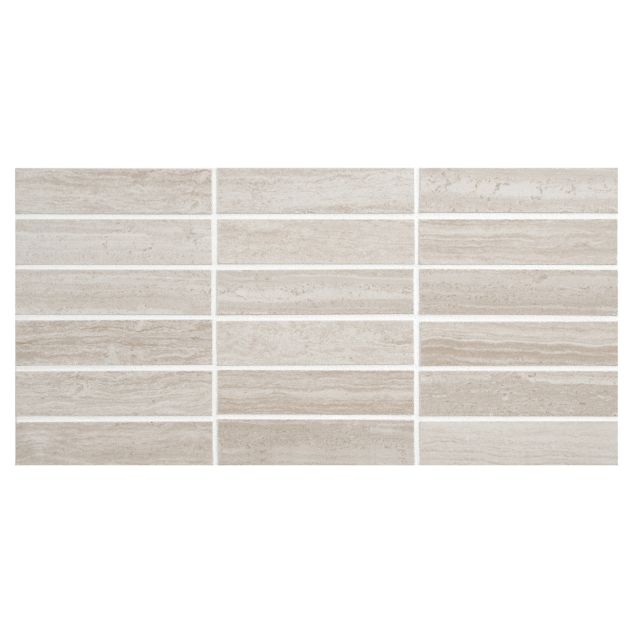 1" x 4" Stacked porcelain mosaic tile in Malu with a matte finish.