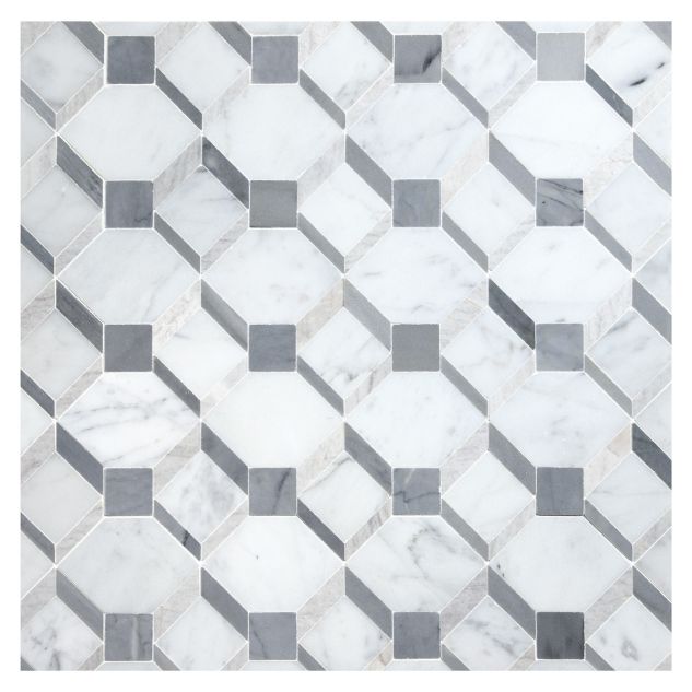 Binton's Blocks mosaic tile in Carrara